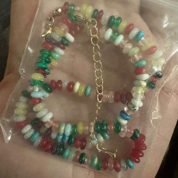 NEW Colorful Gemstone Natural Stone Beaded Adjustable Choker Necklace Gold - Picture 8 of 14